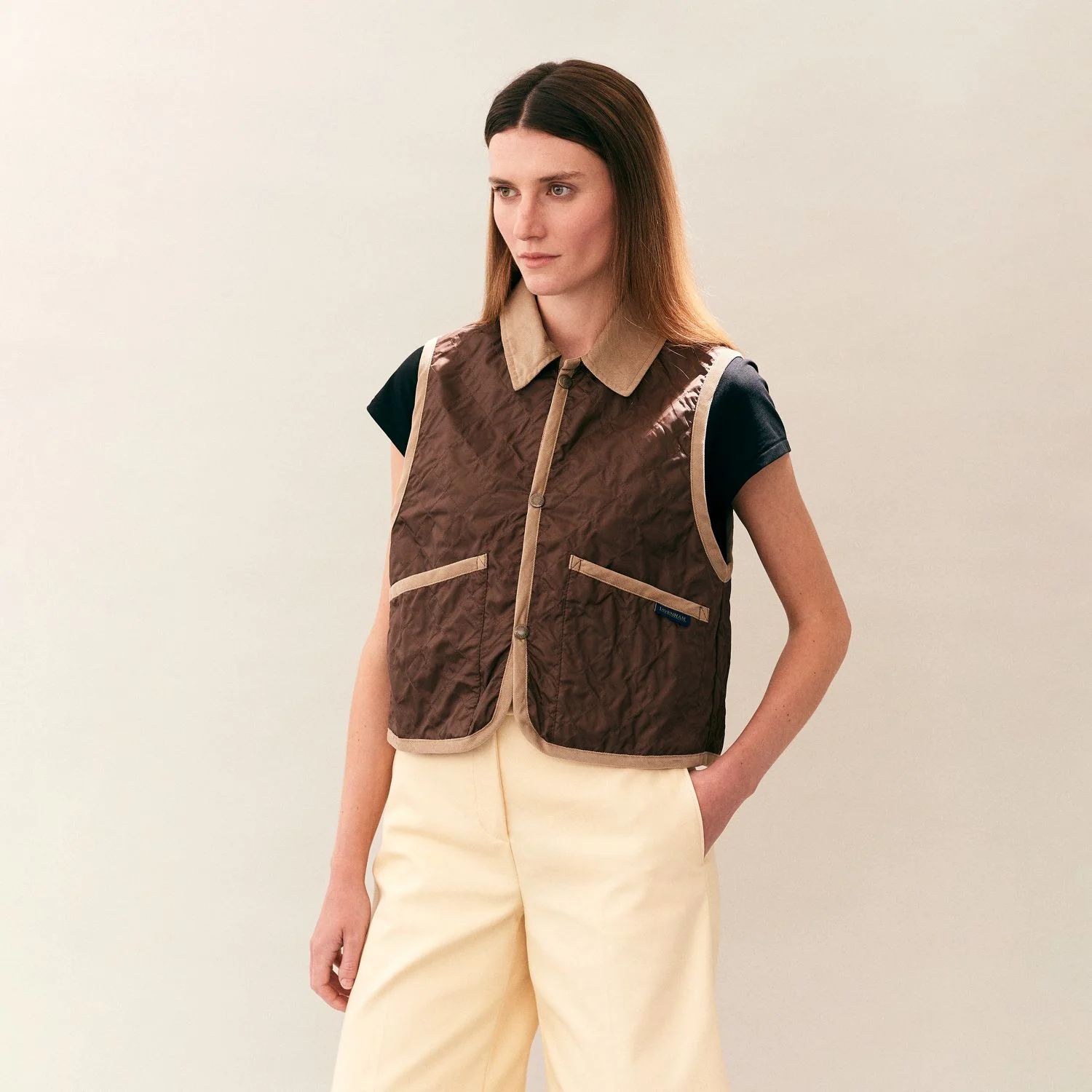 Unwadded Cropped Raydon Gilet - Image 3